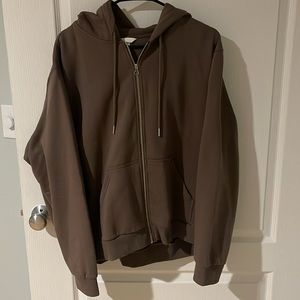 H&M XXL Brown Zip Up Hoodie